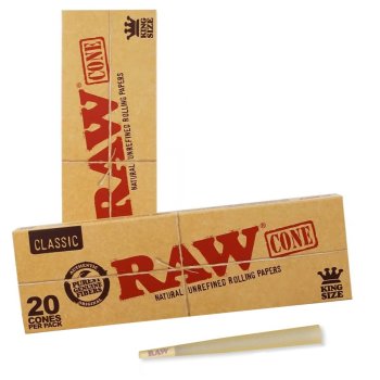 20 Raw Classic King Size Cones