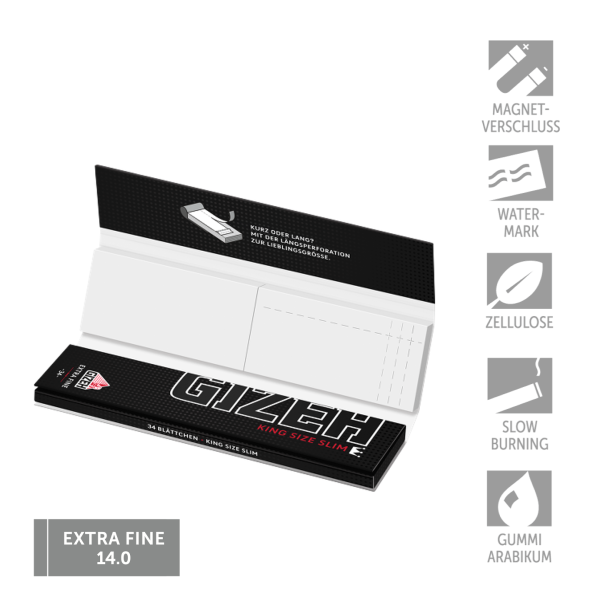 GIZEH PAPERS BLACK® King Size Slim + Tips